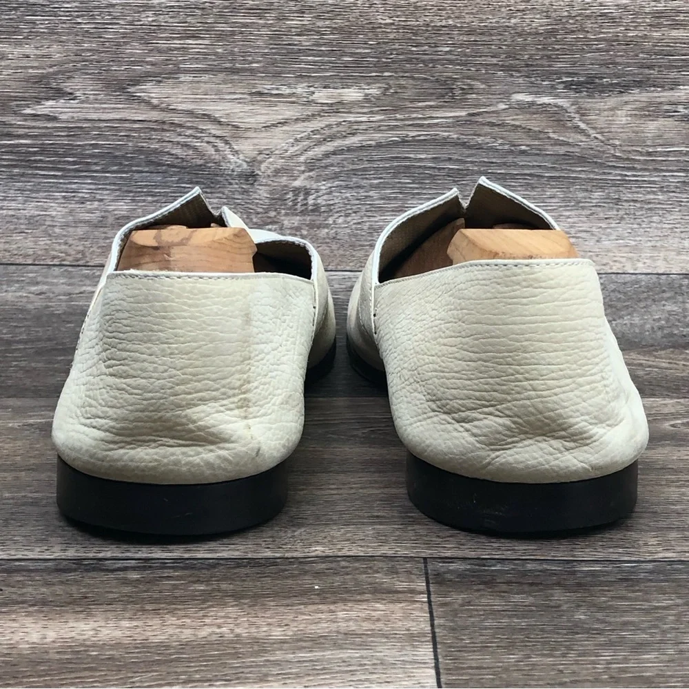 Giorgio Armani Cream Leather Almond Toe Slip On Loafers Men's 44/ US 10.5 - Picture 12 of 15